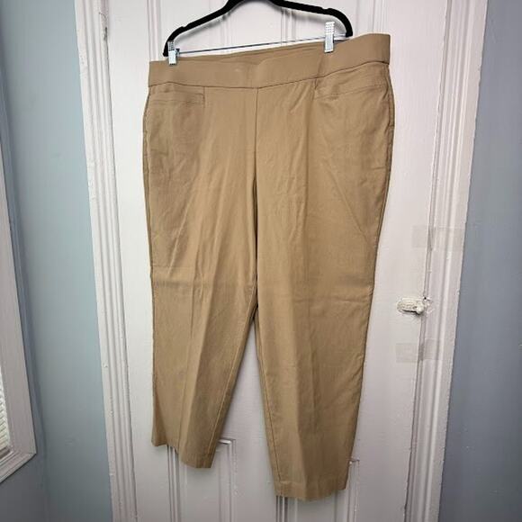 Alfred Dunner Cropped Pants Womens 20W Tan Pull On Tummy Control Slimming NWT - Picture 1 of 8